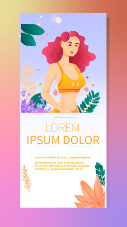 beautiful woman young girl posing on camera mothers day card template portrait vertical copy spaceのイラスト素材