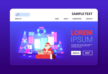 santa claus in red costume making complete tasks on checklist happy new year merry christmas holidays celebration conceptのイラスト素材