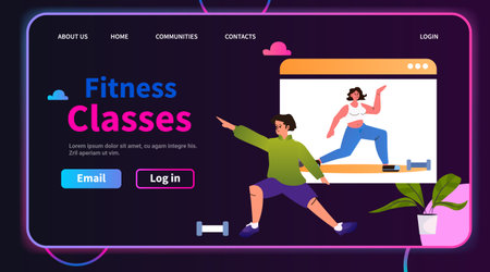 woman trainer on computer screen doing sport online training video fitness classes concept horizontal copy spaceのイラスト素材