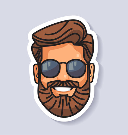 male face avatar sticker season big sale special offer promotion discountのイラスト素材