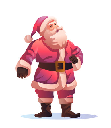 santa claus in red costume and hat christmas eve holiday happy new year celebration template verticalのイラスト素材
