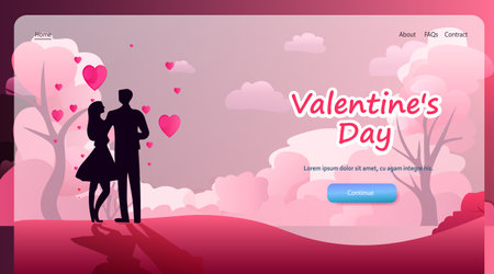 man woman silhouettes walking outdoor happy valentines day celebration concept horizontalのイラスト素材
