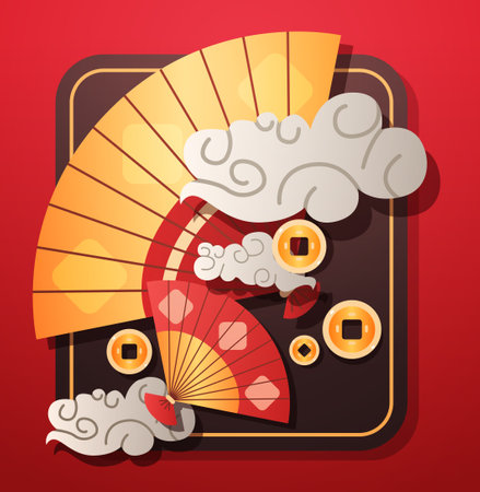 chinese new year greeting card asian flyer invitation posterのイラスト素材