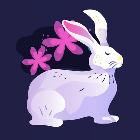 Happy Easter greeting card with rabbit spring holiday celebration cardのイラスト素材