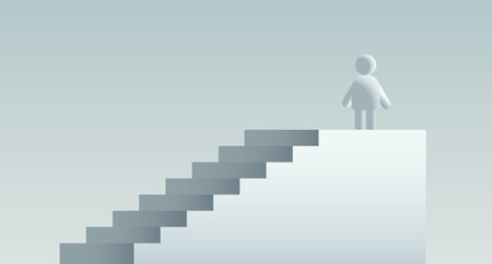 people icon person symbol human figure climbing stairs leadership competition concept horizontalのイラスト素材