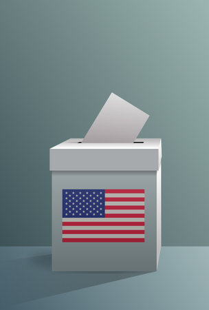 USA presidential election day concept paper ballot in voting box verticalのイラスト素材