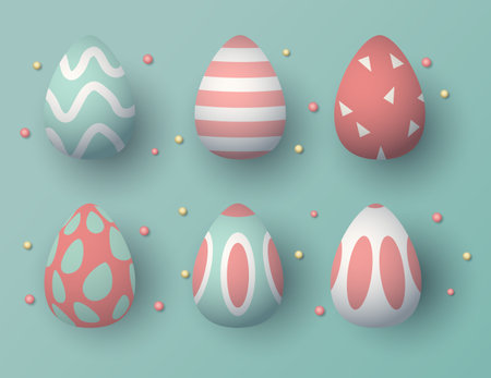 Happy Easter greeting card with eggs in pastel colors spring holiday celebration card horizontalのイラスト素材