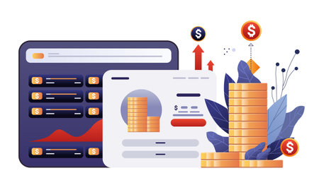 graphs and diagrams financial security reliability stability growth fintech business investment concept horizontalのイラスト素材