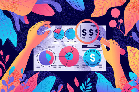 human hands analyzing graphs on tablet screen financial banking wealth transformation technology fintech business investmentのイラスト素材