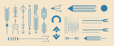 geometric shapes set different figures and arrows collection financial technology fintech concept horizontalのイラスト素材