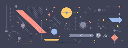 geometric shapes set different figures and arrows collection financial technology fintech concept horizontalのイラスト素材