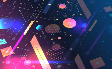 geometric shapes set different figures and arrows collection financial technology fintech concept horizontalのイラスト素材