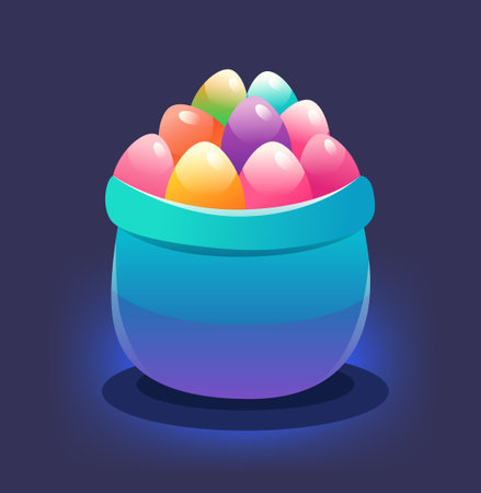Happy Easter greeting card with eggs in basket spring holiday celebration cardのイラスト素材