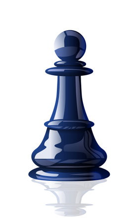Chess pawn symbolizing strategy and competition depicted in sleek blue tones with a reflective surface isolated on white backgroundのイラスト素材