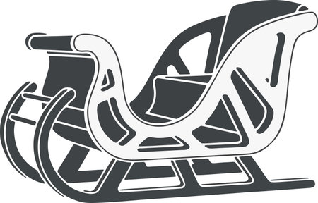 A detailed illustration of a traditional sleigh, showcasing its curved runners and open seating area, perfect for winter adventures.のイラスト素材