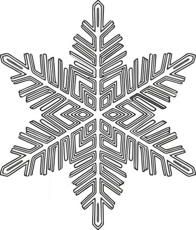 A detailed illustration of a snowflake showcasing its complex geometric structure and unique designのイラスト素材