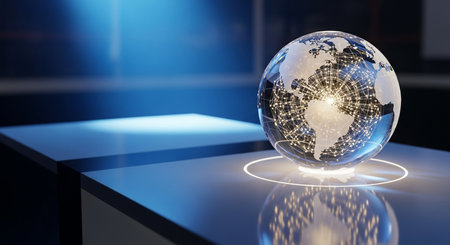 Globe with the image of the planet Earth. 3d renderingの素材