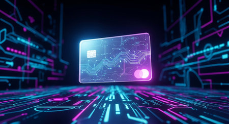 Futuristic interface with binary code. Data stream concept. 3D Renderingの素材