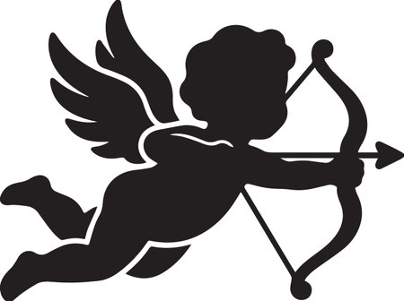 Cupid with bow and arrow.Vector illustration ready for vinyl cutting.のイラスト素材