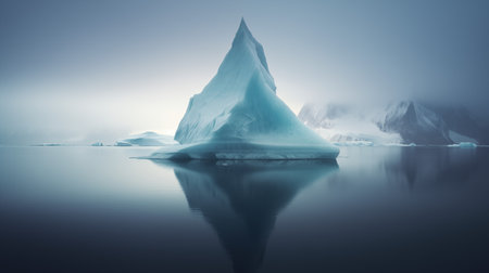 Photograph of floating iceberg taken from explorer ship. Natural lighting.の素材