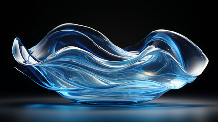 3d render, abstract glass sculpture, waves, levitating, quantum wave trackingの素材