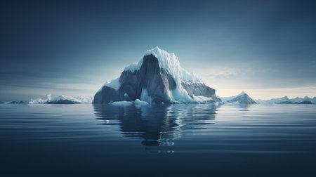 Professional photograph of iceberg floating in arctic waters.の素材