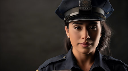 Hispanic Female Police Officer in Uniform  Portrait Photoの素材