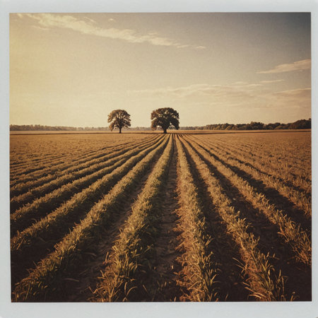 Rustic Charm Country Field in Warm Tonesの素材