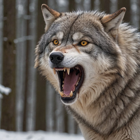 Majestic Wolf in Snowy Forest Intense Gazeの素材