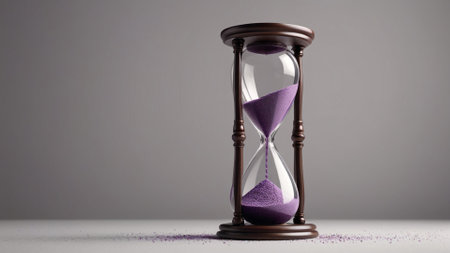 Purple Hourglass Against Light Gray Time Running Out Conceptの素材