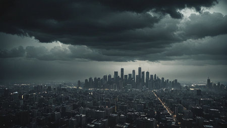 Urban Twilight Dark Moody Cityscapeの素材