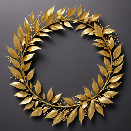 Golden Laurel Wreath and Confetti Celebrationの素材