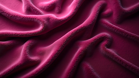 Luxurious magenta velvet fabric with shimmering texture for high end designsの素材