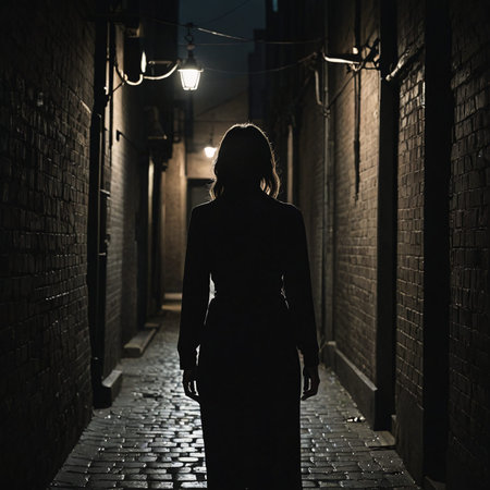 Intrigue in the Shadows Mysterious Woman in Alleyの素材
