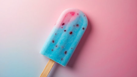 Colorful blue and pink popsicle with fruit chunksRefreshing summer treatの素材