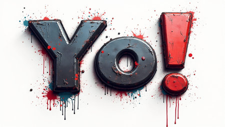 Bold Yo graffiti in street art style with splashesの素材