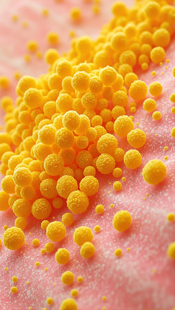 Pollen grains on petal surface textures contrastingの素材