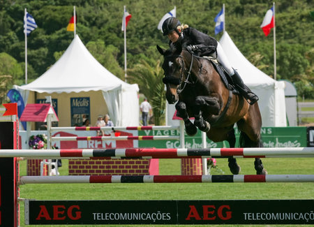 VIMEIRO, PORTUGAL - JUNE 5: Equestrian International Show Jumping 3* - Laura Renwick (GBR) June 5,...