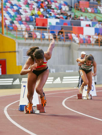 LEIRIA, PORTUGAL - JULY 17: Portuguese Athletics Championship, Mirian Tavares (ACDRA) 400 meters women , July 17, 2010 in Leiria, Portugalのeditorial素材