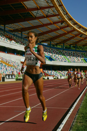 LEIRIA, PORTUGAL - JULY 18: Portuguese Athletics Championship, Sandra Teixeira (SCP) 800 meters women , July 18, 2010 in Leiria, Portugalのeditorial素材