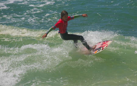 SANTA CRUZ, PORTUGAL - AUGUST 3: Rip Curl Gromsearch Sub 12 - Ocean Spirit, Klaus Eyre , August  3, 2010 in Santa Cruz, Portugal のeditorial素材