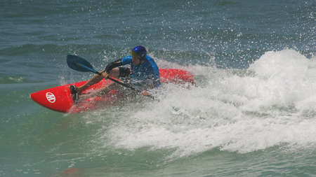 SANTA CRUZ, PORTUGAL - AUGUST 6: Philip Watson (ENG) in International Open Waveski of Ocean Spirit 2010  , August  6, 2010 in Santa Cruz, Portugal のeditorial素材