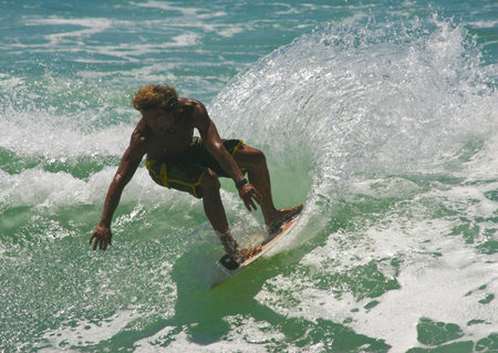 SANTA CRUZ, PORTUGAL - AUGUST 8: Rafael (ESP) in International Skimboard of Santa Cruz 2010, August ...
