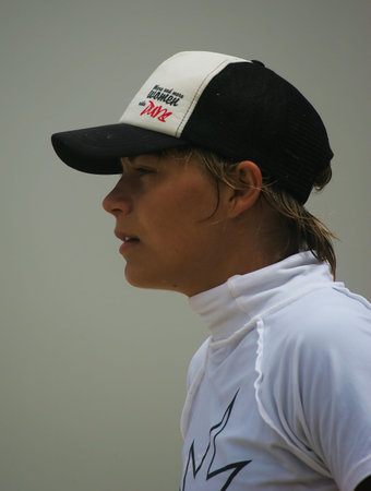 SANTA CRUZ, PORTUGAL - AUGUST 8: Marianick Pichon (FRA) in International Skimboard of Santa Cruz 2010, August  8, 2010 in Santa Cruz, Portugal のeditorial素材