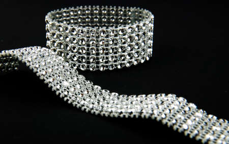 diamonds bracelet in black backgroundの写真素材