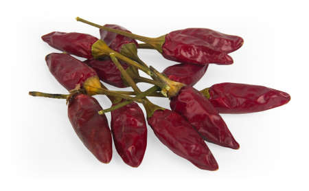 red hot chilli peppers isolated in whiteの写真素材