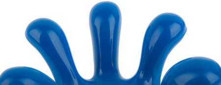 detail of blue plastic handの写真素材