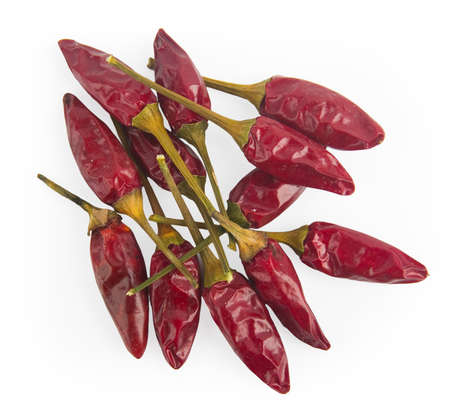 red hot chilli peppers isolated in whiteの写真素材