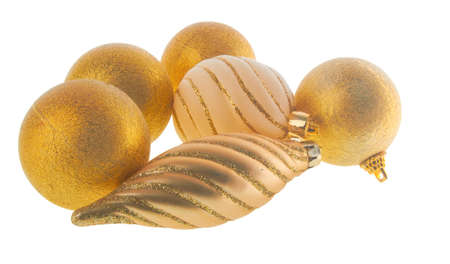 golden christmas tree decorationsの写真素材