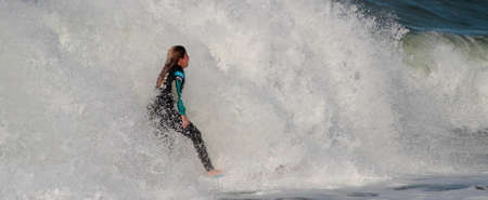 NAZARE, PORTUGAL - NOVEMBER 27 : Maria Pessanha in Nazare Surf Pro 2010 in women competition November 27, 2010 in Nazare, Portugal のeditorial素材